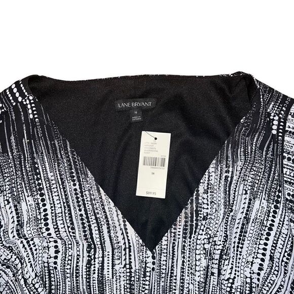 NWT LANE BRYANT Black & White Tie Waist Maxi Dress Size 16 - Picture 5 of 9